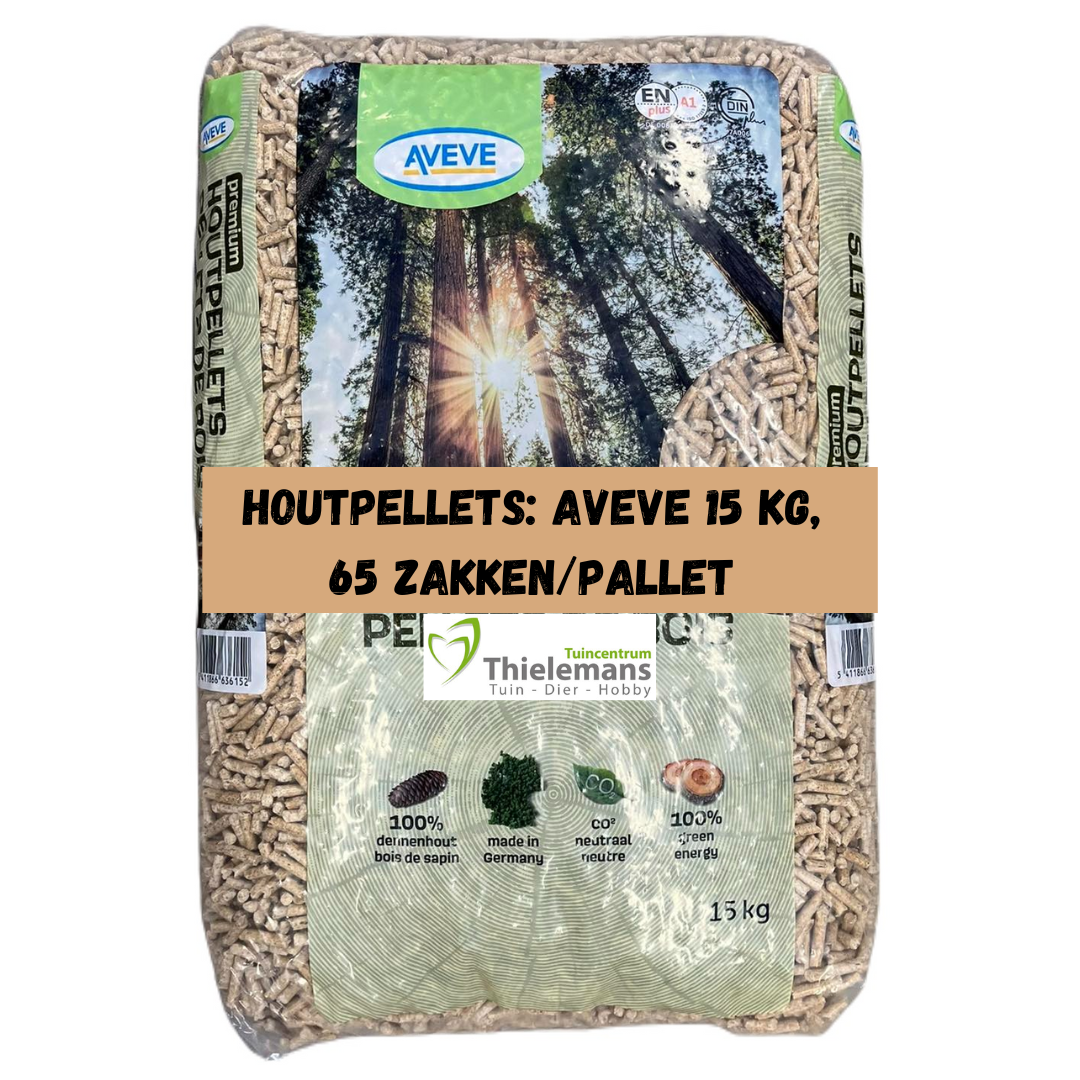 Afbeelding van Houtpellets: Aveve 15 kg, 65 zakken/pallet