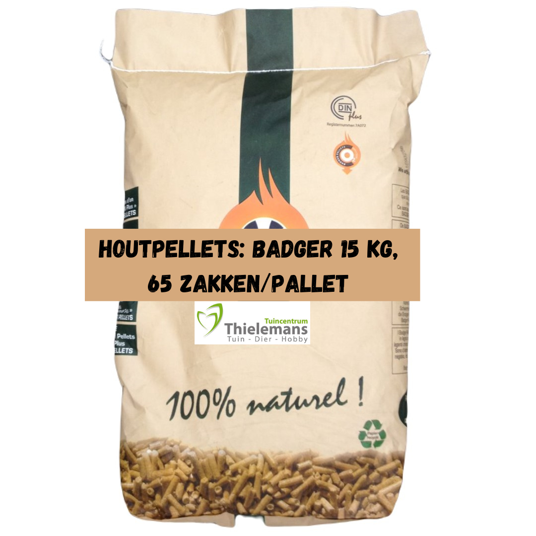 Afbeelding van Houtpellets: Badger 15kg, 65 zakken/pallet